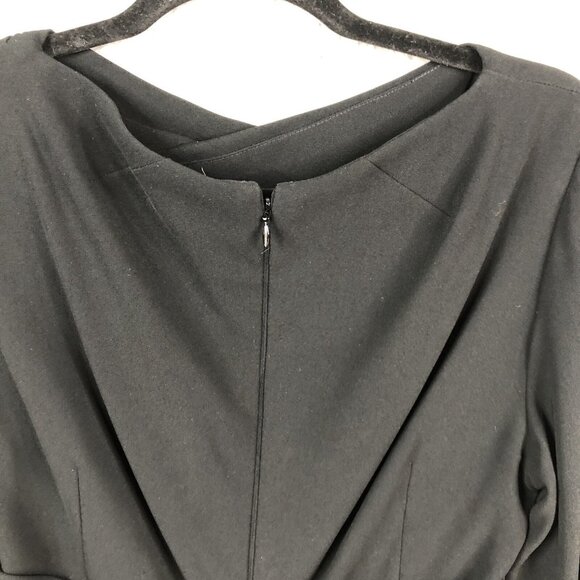 Talbots Runhof Dress Womens 12 Black Ruched Long Sleeve Event Occasion Formal - Picture 13 of 13